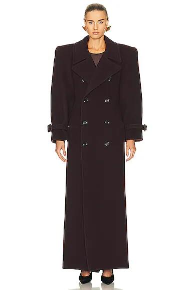 Saint Laurent Wool Coat in Brown Cover