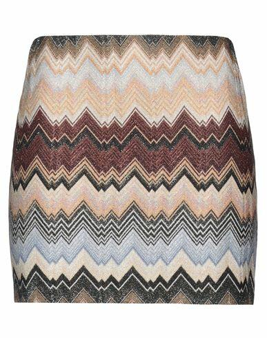 Missoni Woman Mini skirt Brown Viscose, Metal Cover