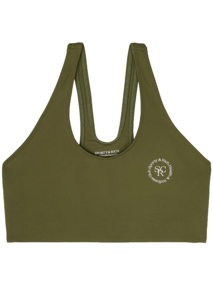 Sporty & Rich logo-print sleeveless sports bra - Green Cover