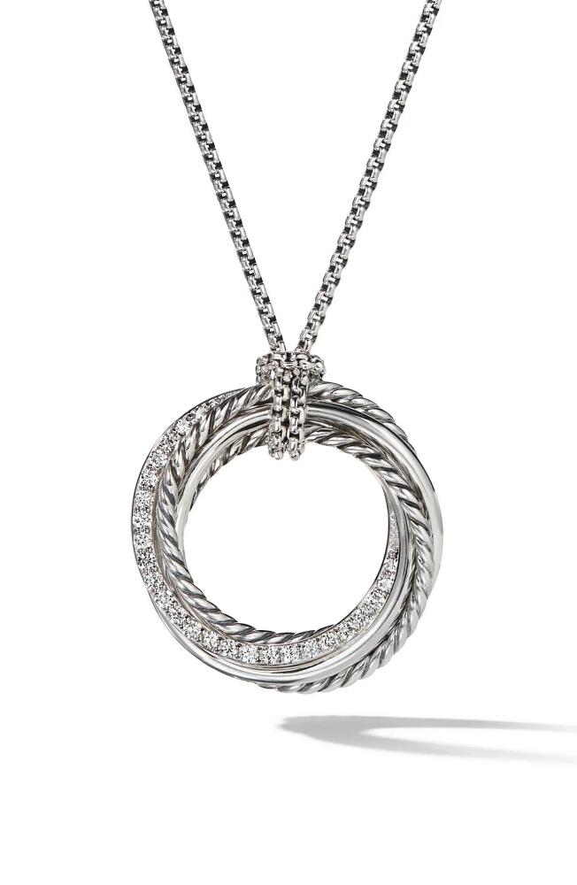 David Yurman Sterling Silver & Diamond Crossover Pendant Necklace Cover