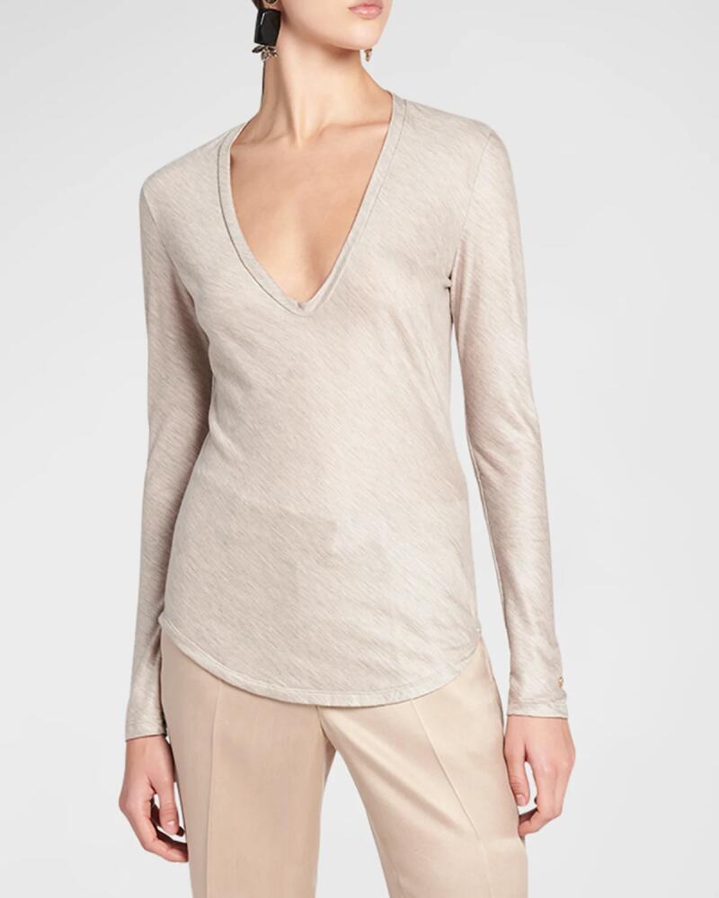 Giorgio Armani Melange Cashmere V-Neck Knit Top Cover