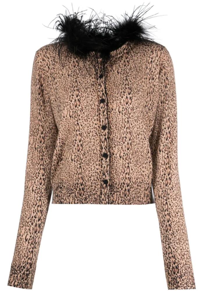 TWINSET leopard-print feather-detailing cardigan - Brown Cover