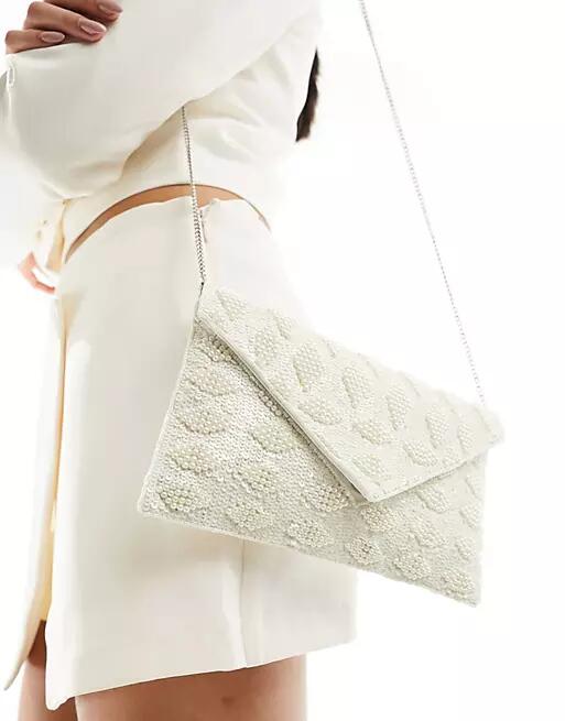 True Decadence beaded envelope clutch bag in silver Cover