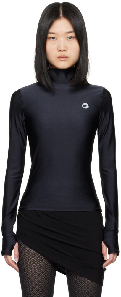 Coperni Black Tight High Neck Long Sleeve T-Shirt Cover