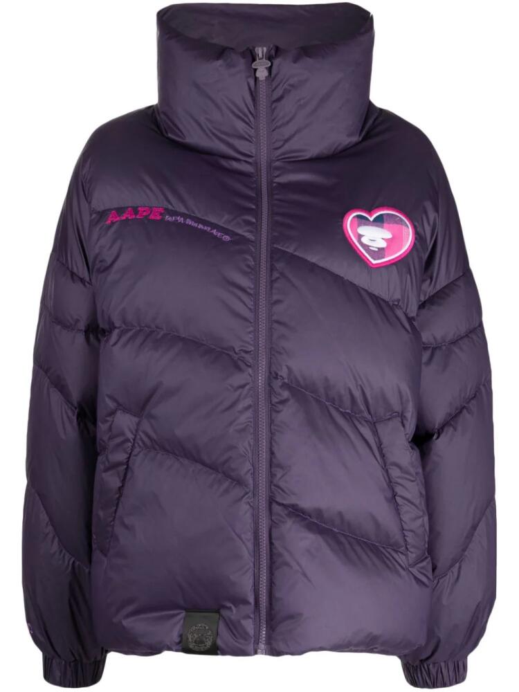 AAPE BY *A BATHING APE® logo-patch puffer jacket - Purple Cover