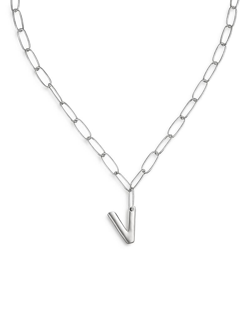 Ettika Paperclip Link Chain Initial Pendant Necklace in Rhodium Plated, 18 Cover