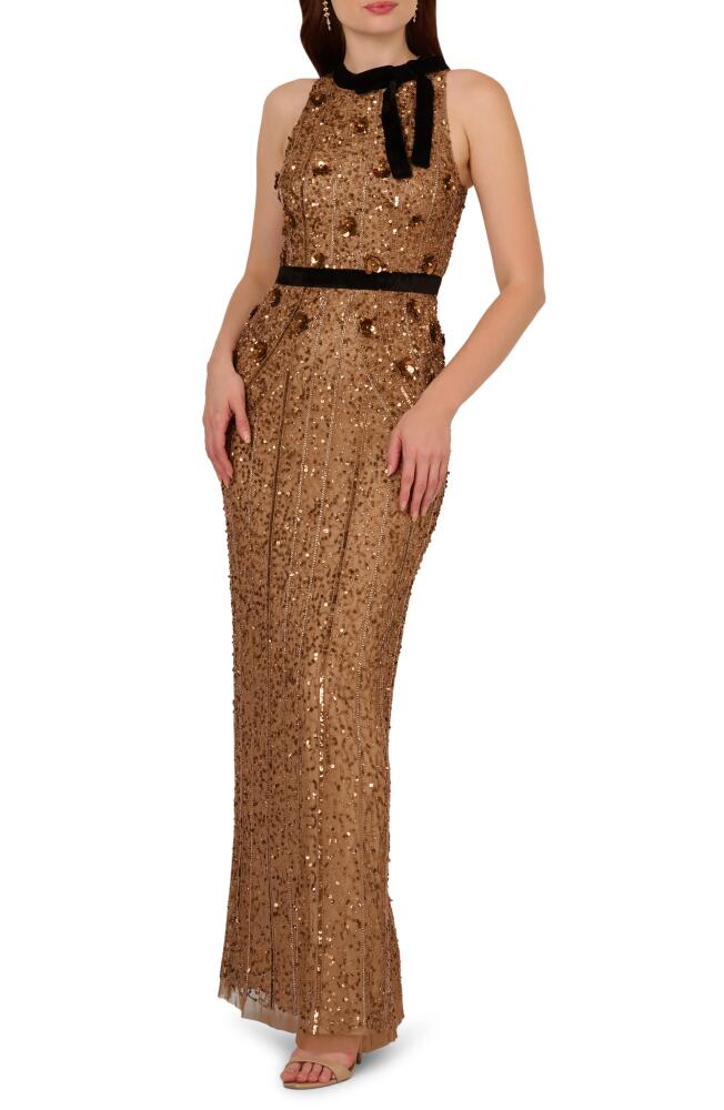 Adrianna Papell Beaded Column Gown in Copper Cover