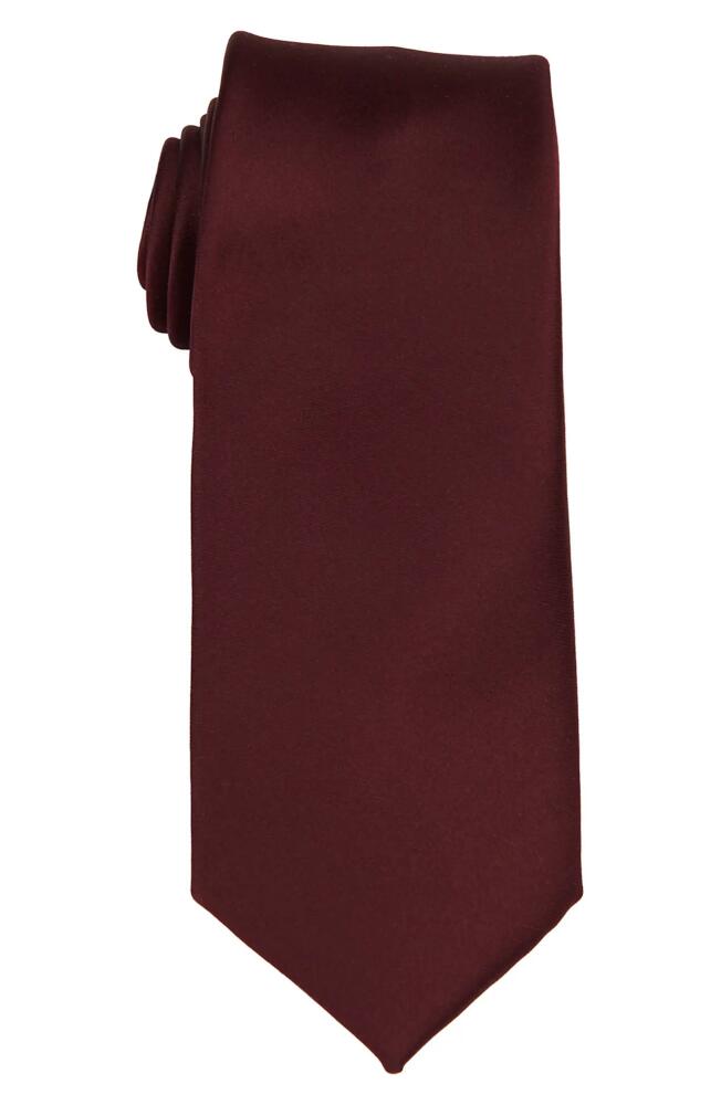 Brooklyn Brigade Solid Satin X-Long Tie in Cabernet Cover