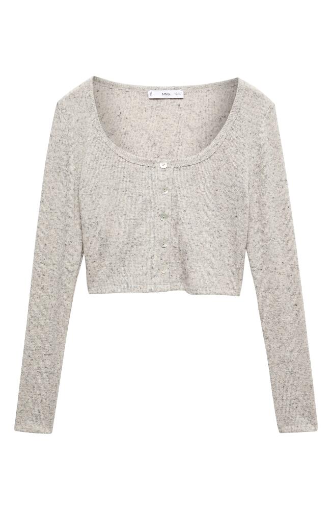 MANGO Crop Cardigan in Medium Heather Grey Cover