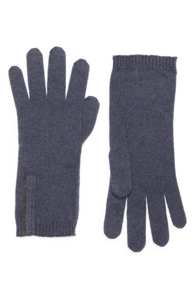 Brunello Cucinelli Monili Detail Cashmere Gloves in C8901 Night Sky Cover