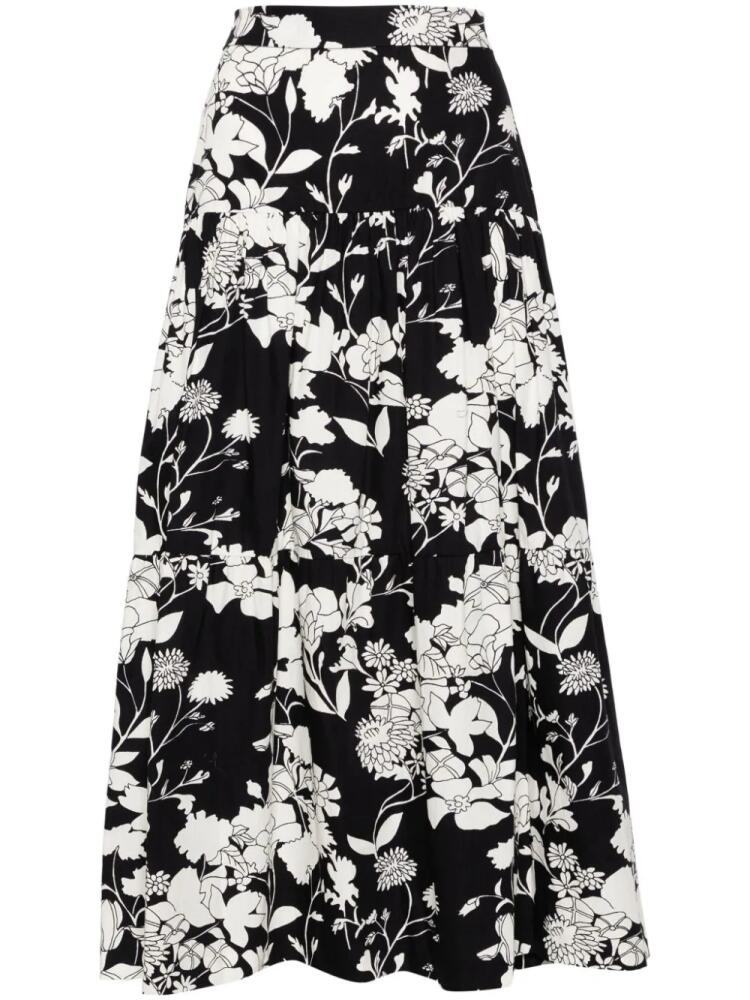 Maje floral-print tiered maxi skirt - Black Cover