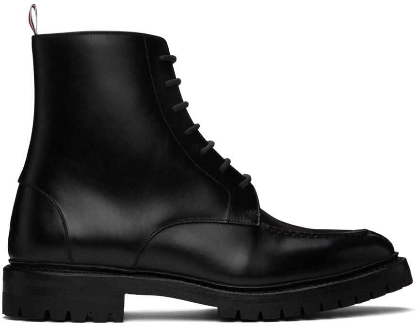 Thom Browne Black Commando Sole Apron Stitch Boots Cover