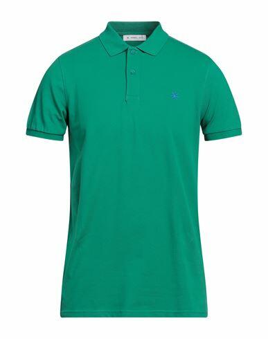 Manuel Ritz Man Polo shirt Green Cotton, Elastane Cover