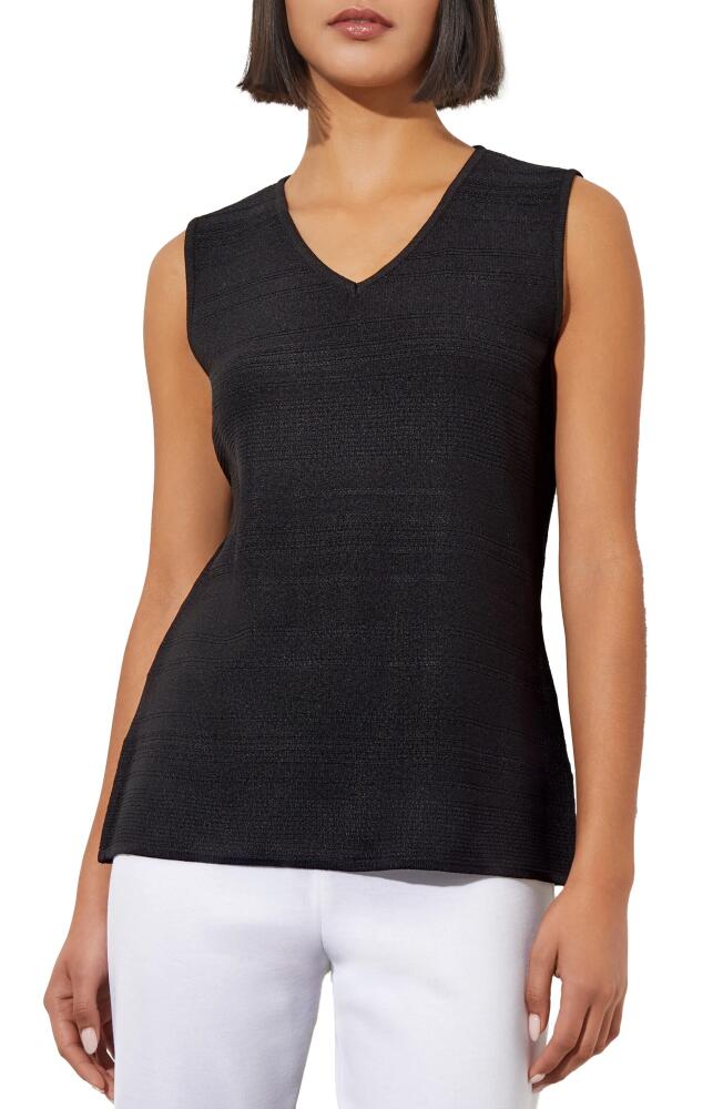 Ming Wang Textured V-Neck Knit Tank in Black Cover