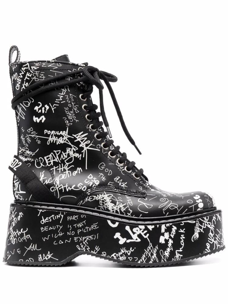 DSQUARED2 graphic-print lace-up boots - Black Cover