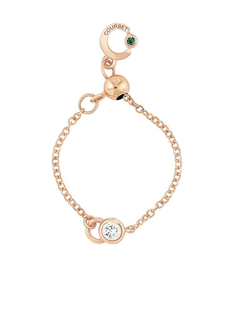 Courbet 18kt recycled rose gold laboratory-grown diamond CO adjustable chain ring - Pink Cover