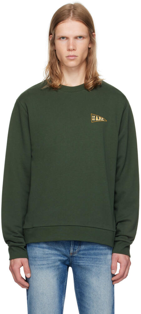 A.P.C. Green Logo-Printed Sweatshirt Cover