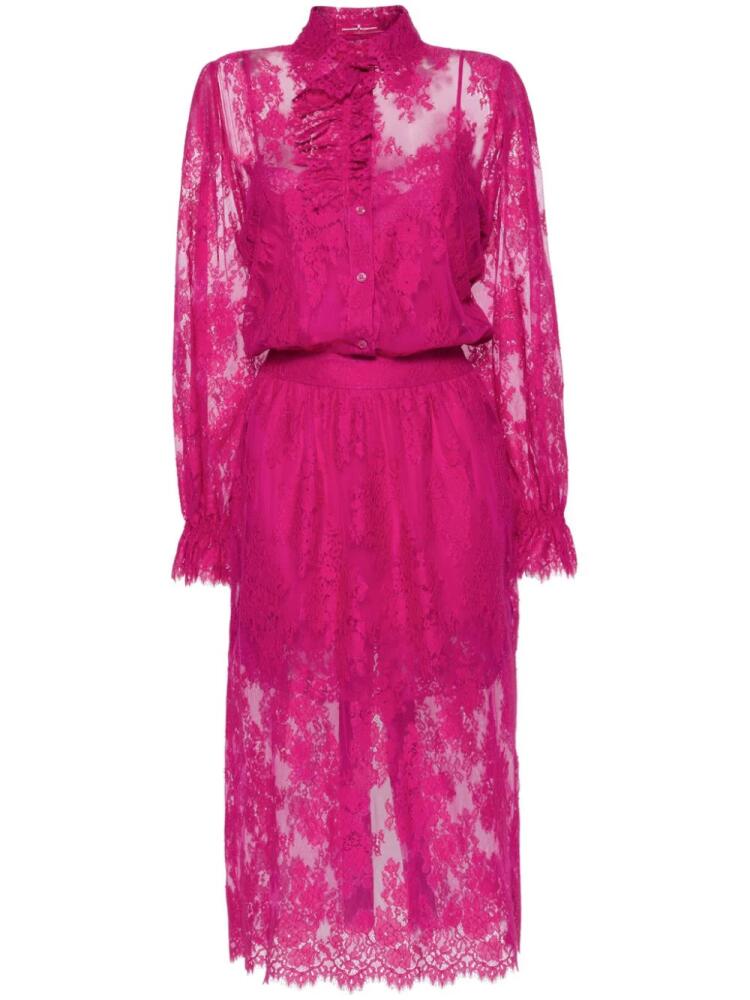 Ermanno Scervino Chantilly-lace midi dress - Pink Cover