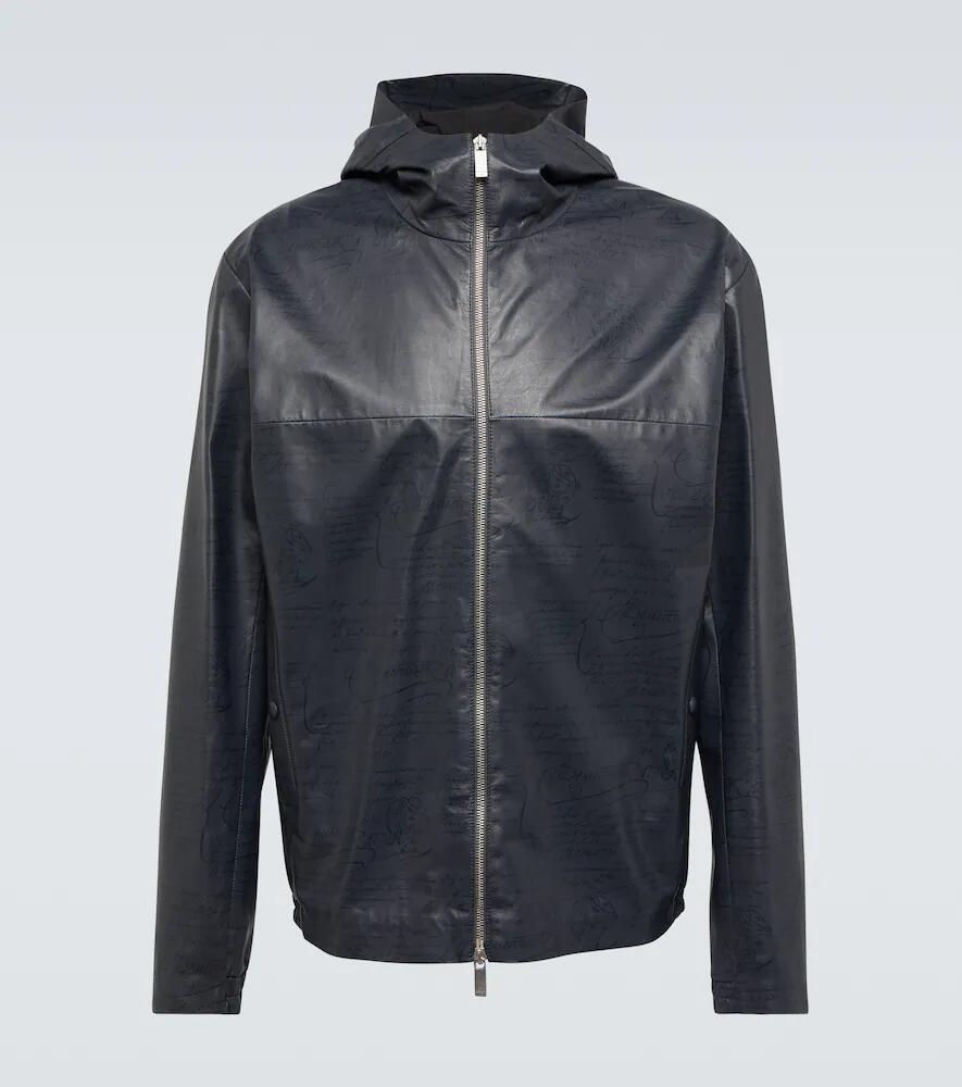 Berluti Scritto Printed B-Way leather jacket Cover