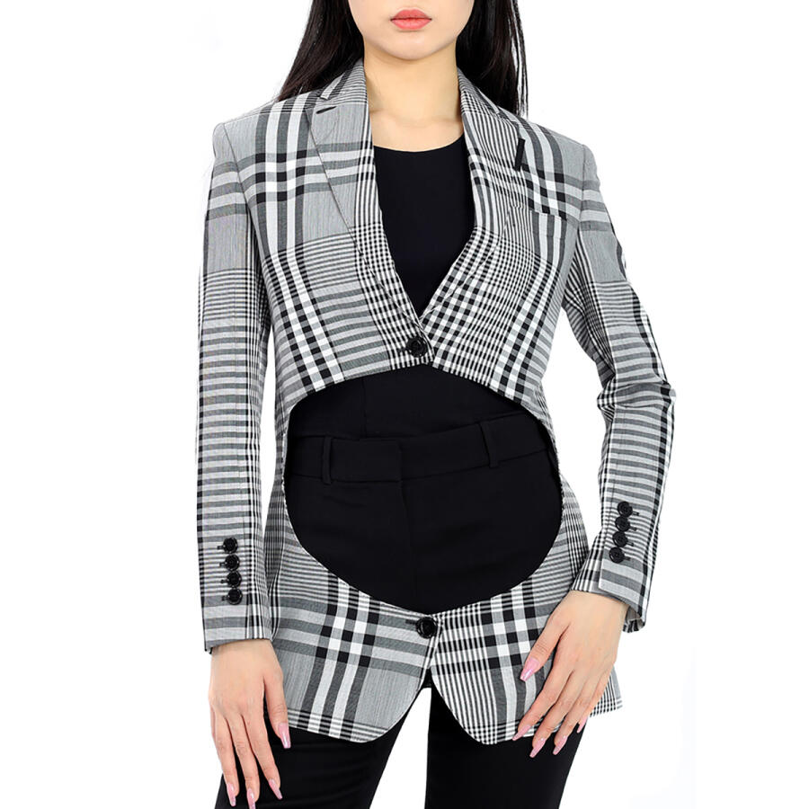 Burberry Ladies Check Single-breasted Technical Blazer Cover