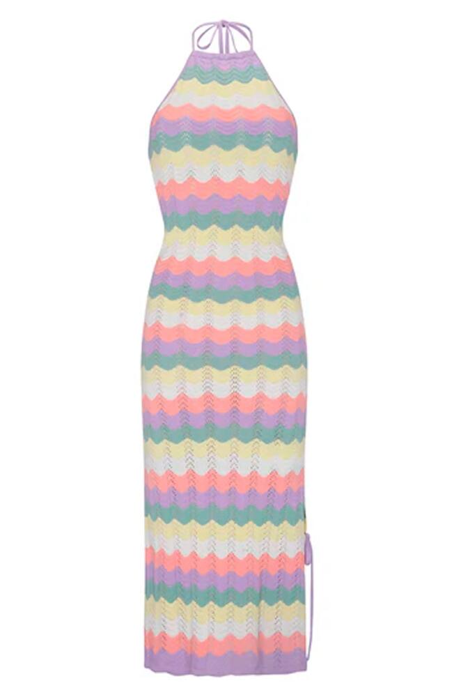 Capittana Corneila Crochet Cover-Up Halter Dress in Pink Multi Cover