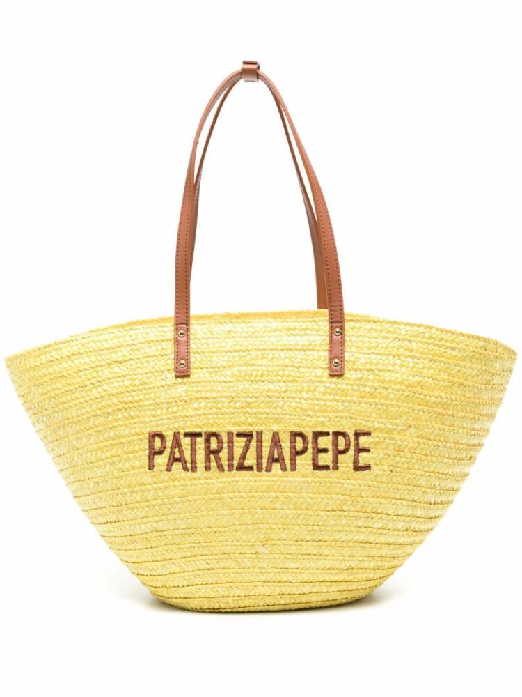 Patrizia Pepe logo-embroidered shoulder bag - Yellow Cover