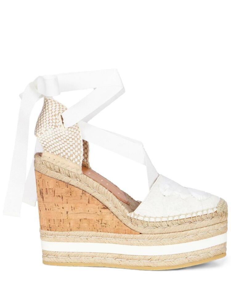 ETRO ankle tie-fastening wedge espadrilles - White Cover