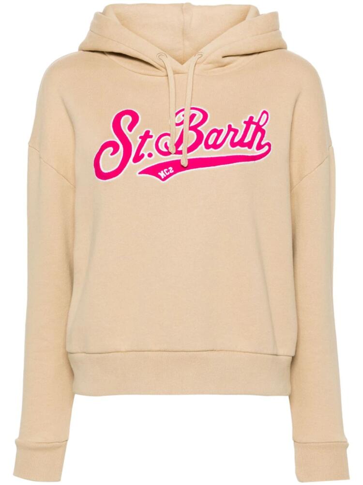 MC2 Saint Barth logo-embroidered cotton hoodie - Neutrals Cover