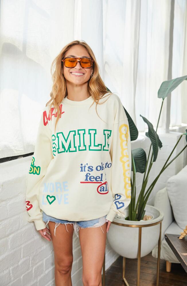 THE MAYFAIR GROUP Affirmation Crewneck Cotton Sweatshirt in Cream Cover