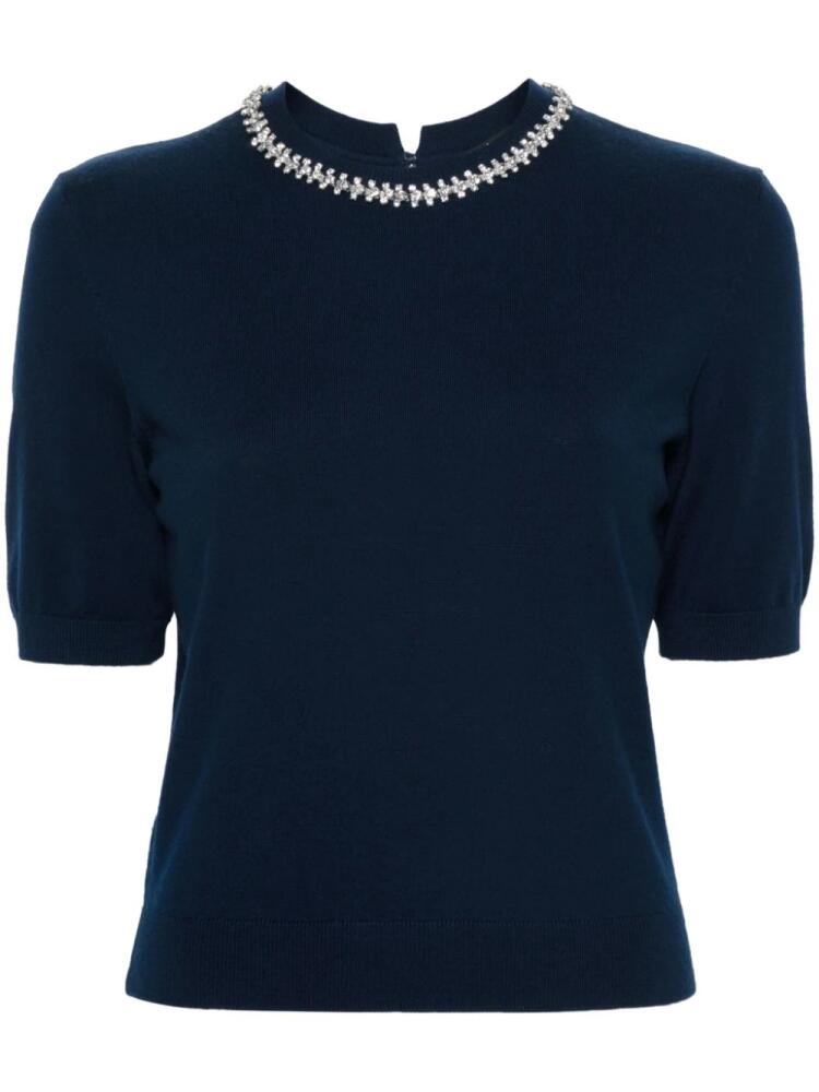 Maje rhinestone-embellished knitted top - Blue Cover