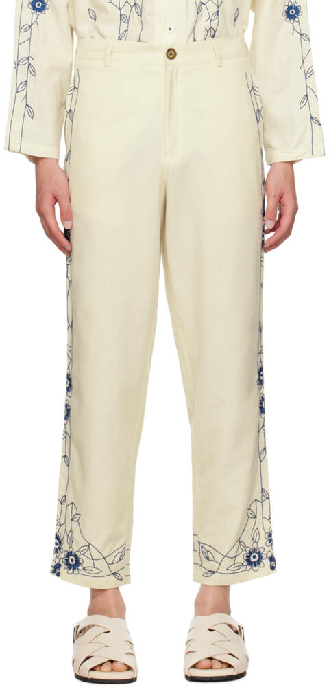 HARAGO Off-White Embroidered Trousers Cover