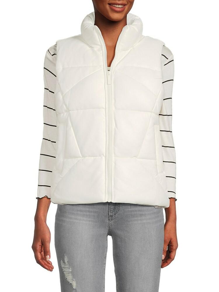 Andrew Marc Women's Faux Leather Puffer Vest - Cream Cover