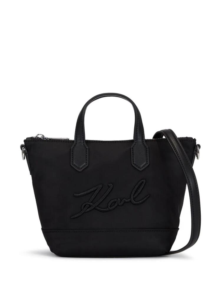 Karl Lagerfeld small K/Signature logo-appliqué tote bag - Black Cover