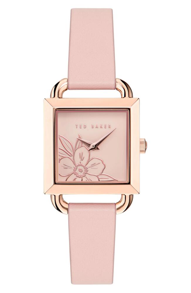 Ted Baker London Square Leather Strap Watch in Pink Cover