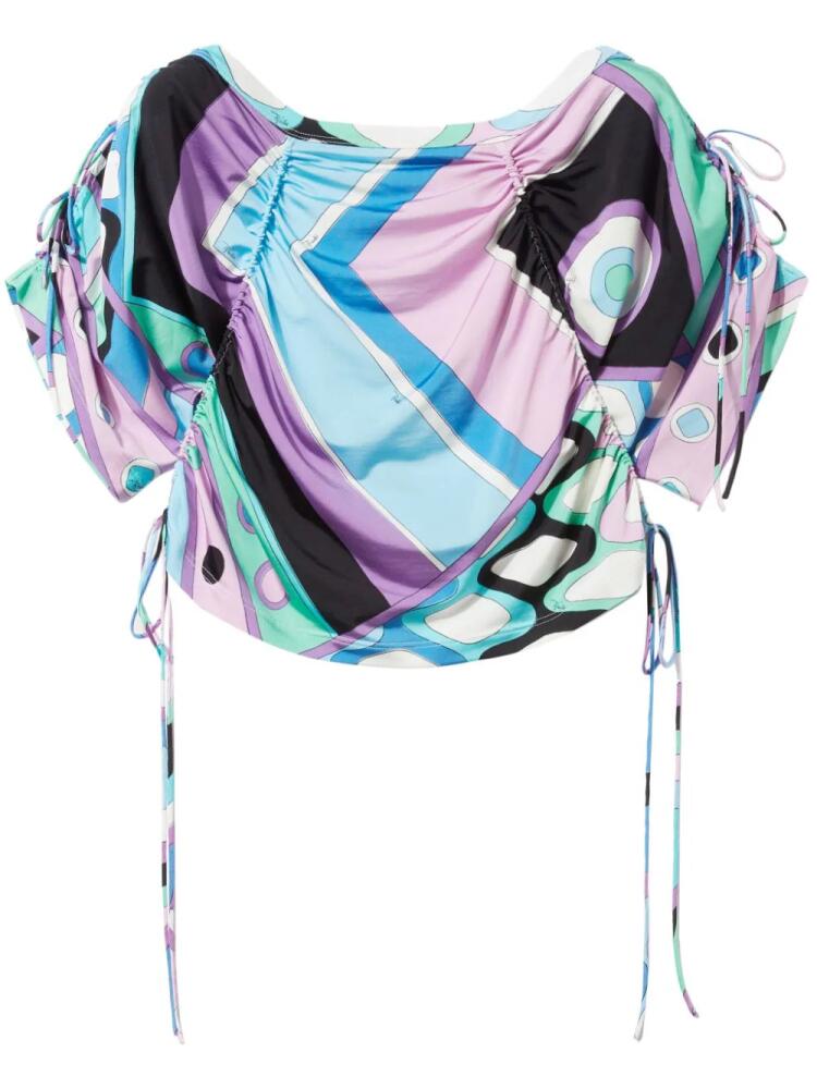 PUCCI Vivara-print cropped blouse - Blue Cover