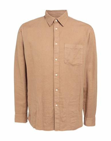 Selected Homme Man Shirt Camel Tencel Lyocell, Linen Cover