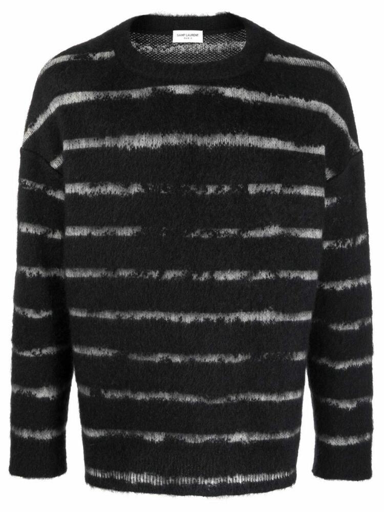 Saint Laurent stripe pattern fuzzy jumper - Black Cover