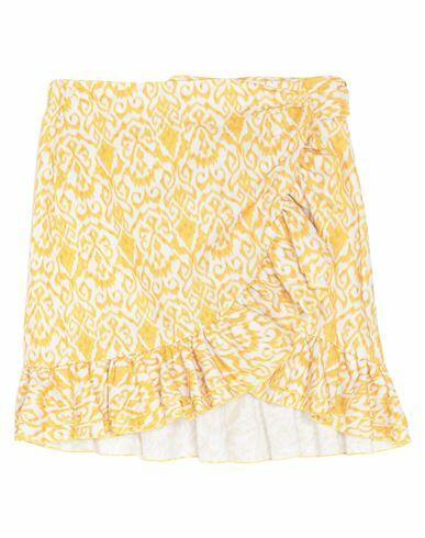 Soallure Woman Mini skirt Yellow Cotton, Linen Cover