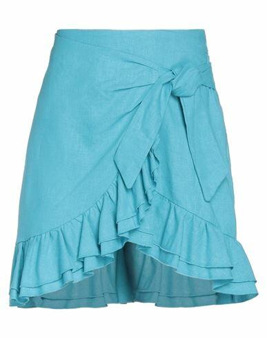 Soallure Woman Mini skirt Azure Linen, Viscose Cover