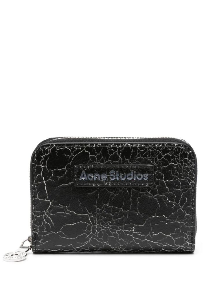 Acne Studios logo-patch cracked leather wallet - Black Cover