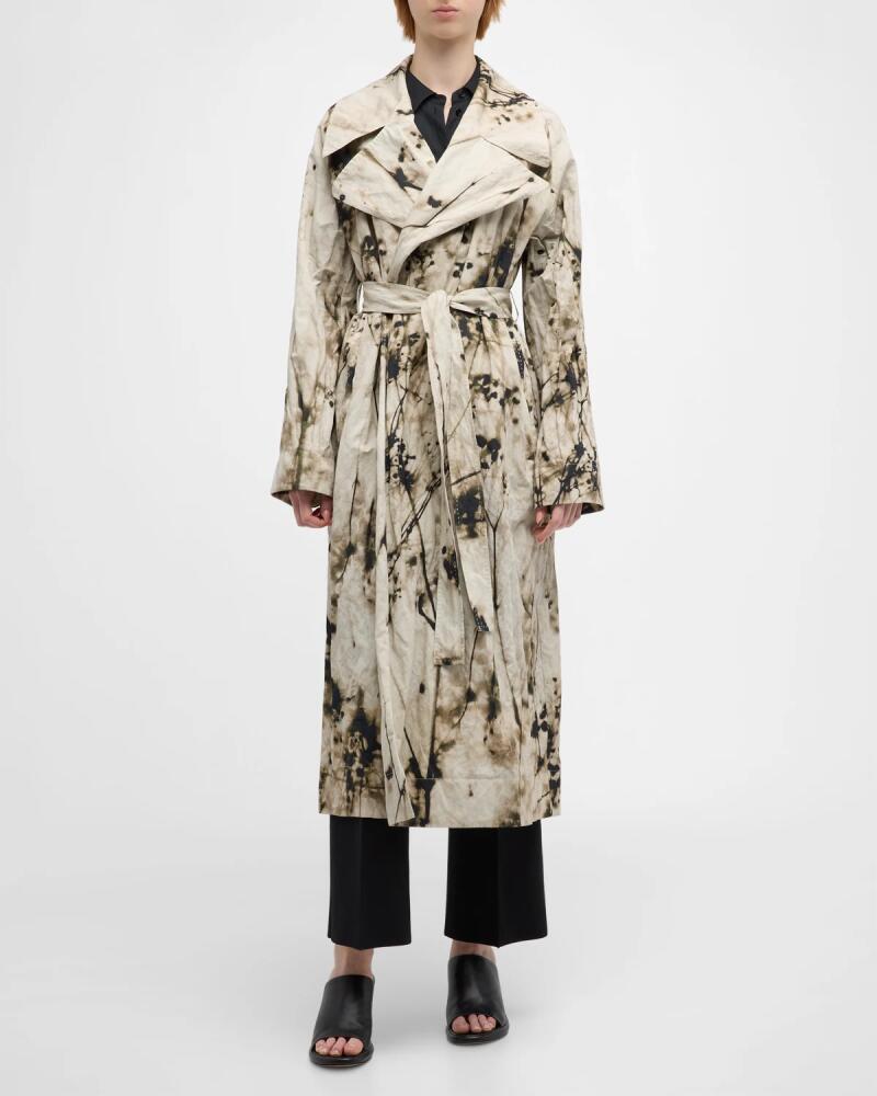 Lafayette 148 New York Abstract-Print Belted Trench Coat Cover