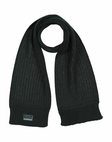 Ea7 Man Scarf Dark green Cotton, Wool Cover