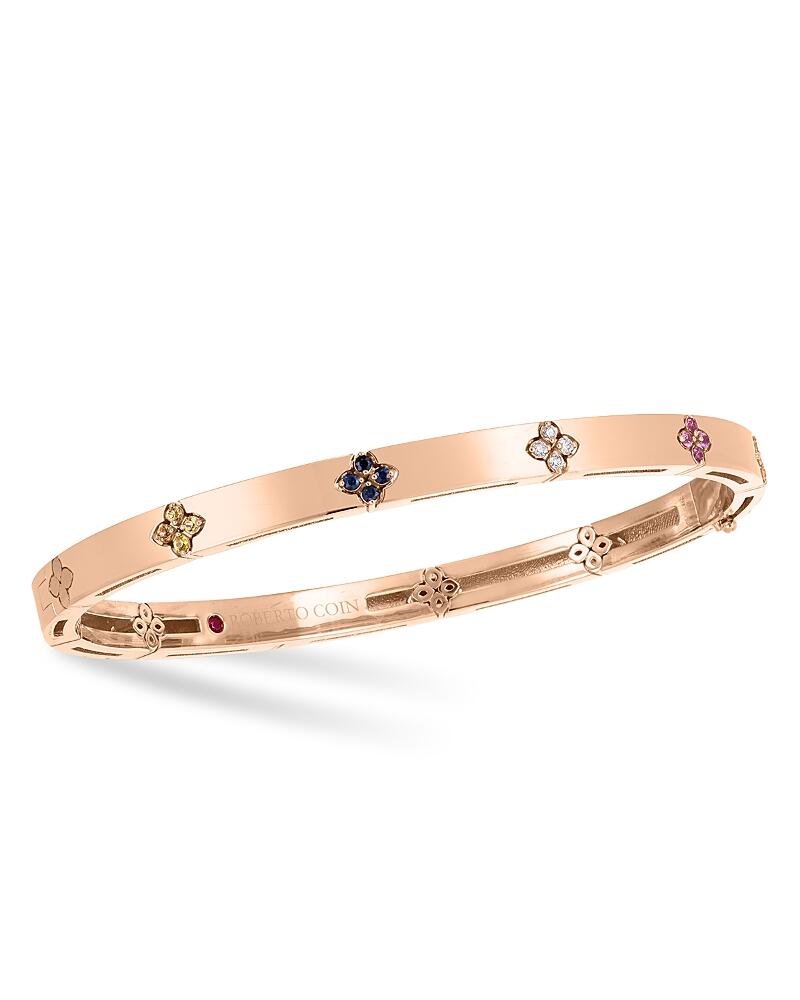 Roberto Coin 18K Rose Gold Love in Verona Rainbow Sapphire & Diamond Bangle Bracelet Cover