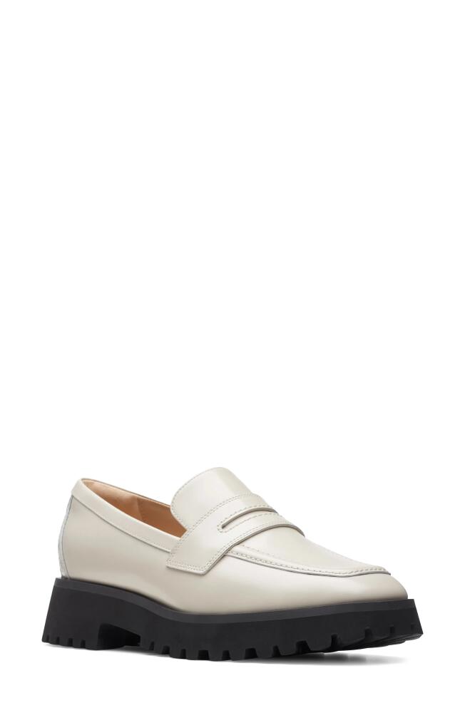 Clarks(r) Stayso Edge Platform Penny Loafer in Ivory Leather Cover