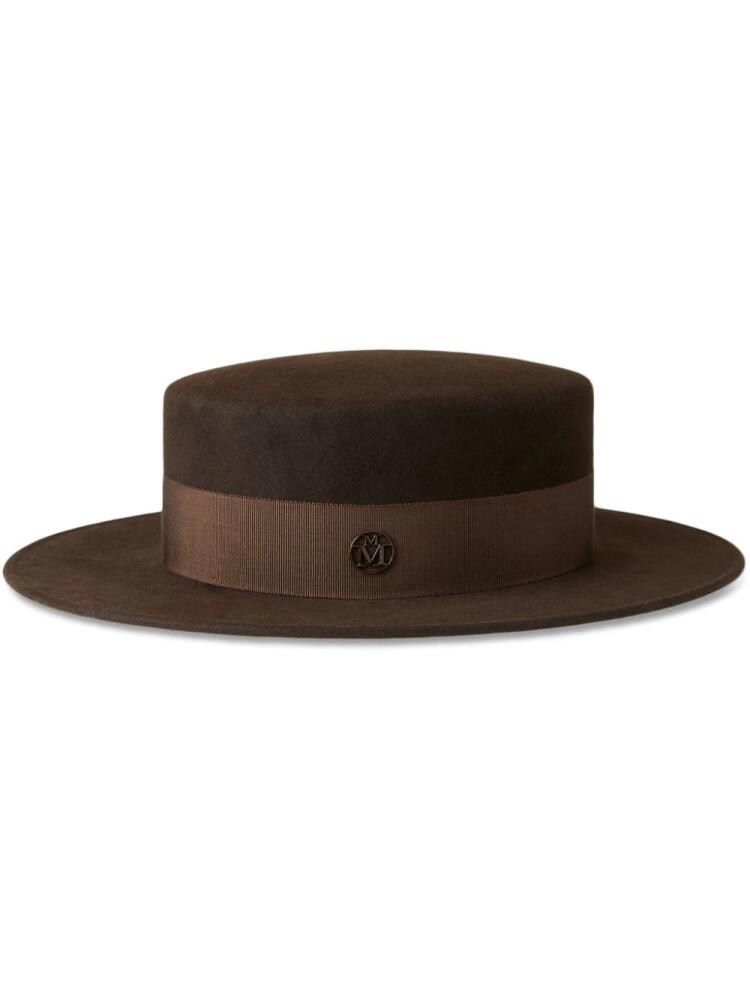 Maison Michel Kiki logo-detail wool fedora - Brown Cover