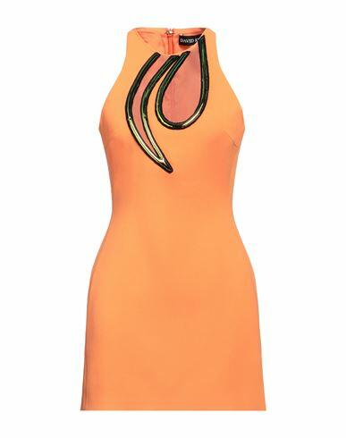 David Koma Woman Mini dress Orange Acetate, Viscose, Elastane, Vinyl Cover