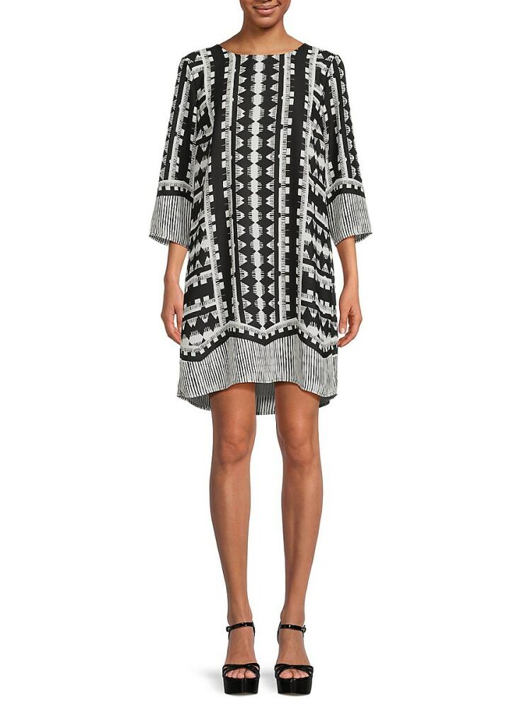 Renee C. Women's Mini Shift Dress - Black White Cover