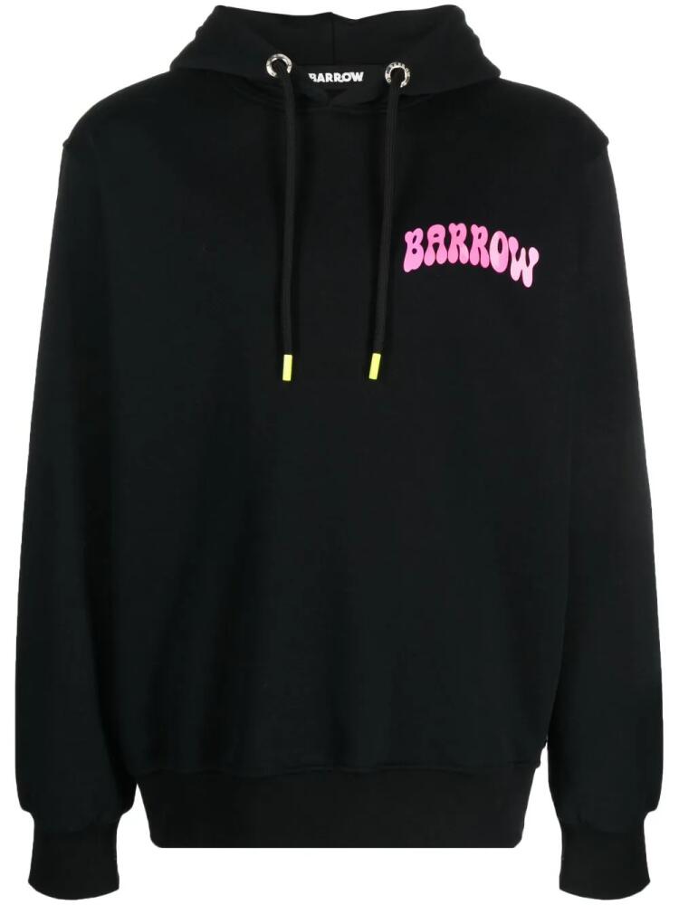 BARROW logo-flocked cotton hoodie - Black Cover