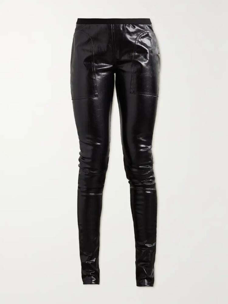 Rick Owens - Coated Stretch-denim Leggings - Black Cover