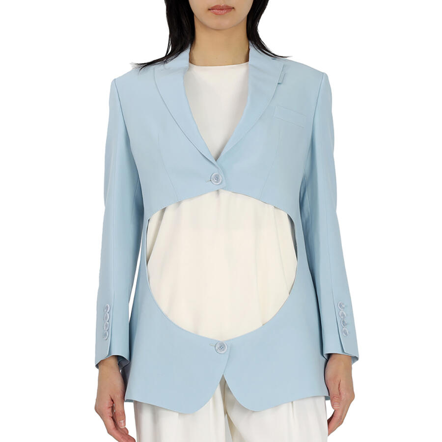 Burberry Ladies Pale Blue Wool Step-through Blazer Cover